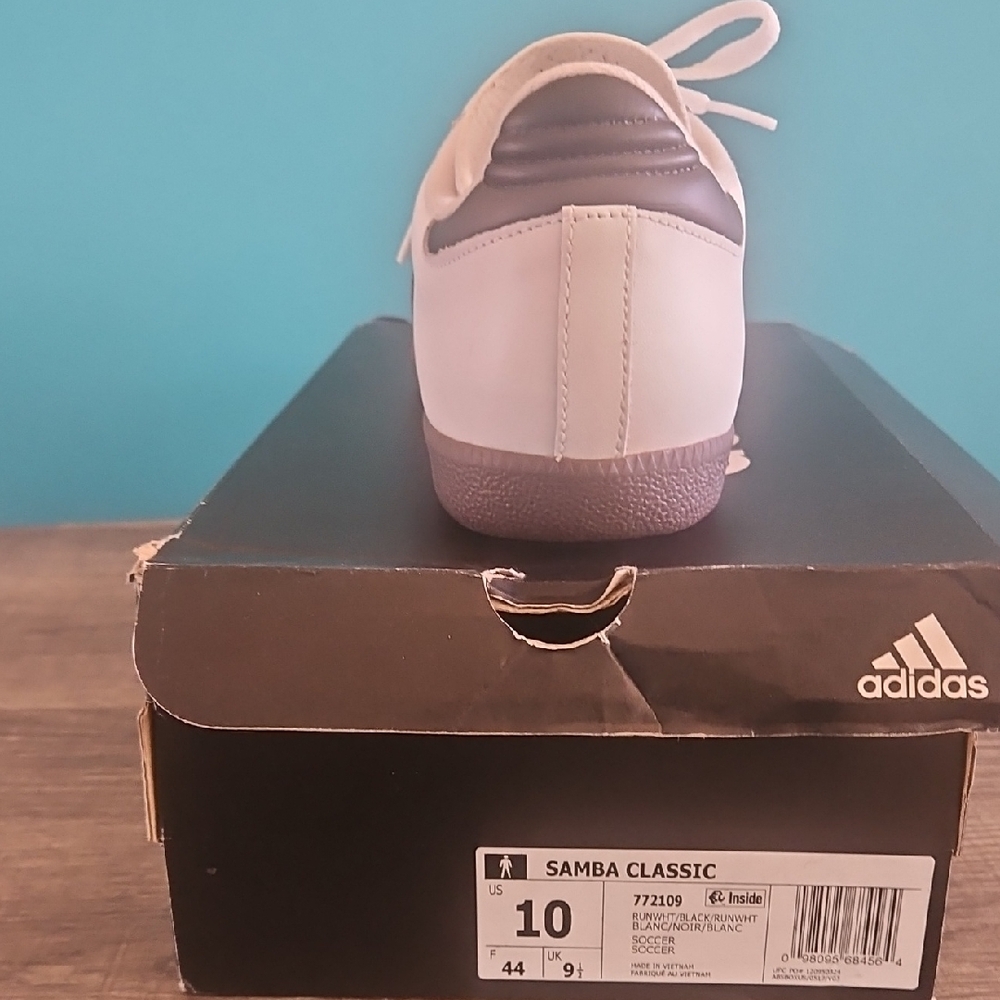adidas Samba White with Black Stripes Men’s Sneakers - Picture 6 of 9